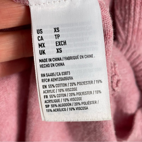 American Eagle Light Pink V-Neck Sweater Size XS - Picture 8 of 11
